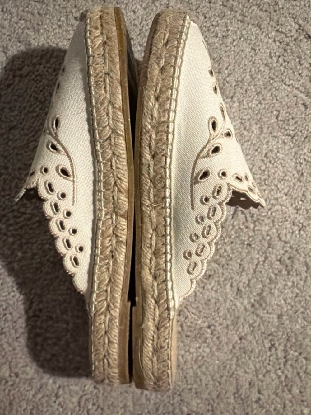 Embroidered Cream Slip-On Espadrille Mules - Picture 3 of 4